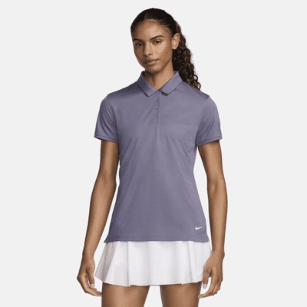 NWT Women's Nike Dri-Fit Size XS 4 Button fitted design Purple Polo Golf Shirt